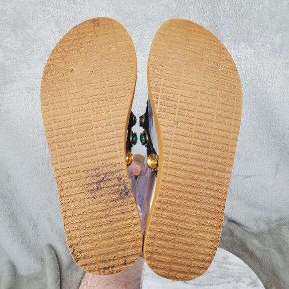 Corkys Shoes Womens Size 8 Black Leather Jeweled & Embellished Thong Sandals - Picture 6 of 9